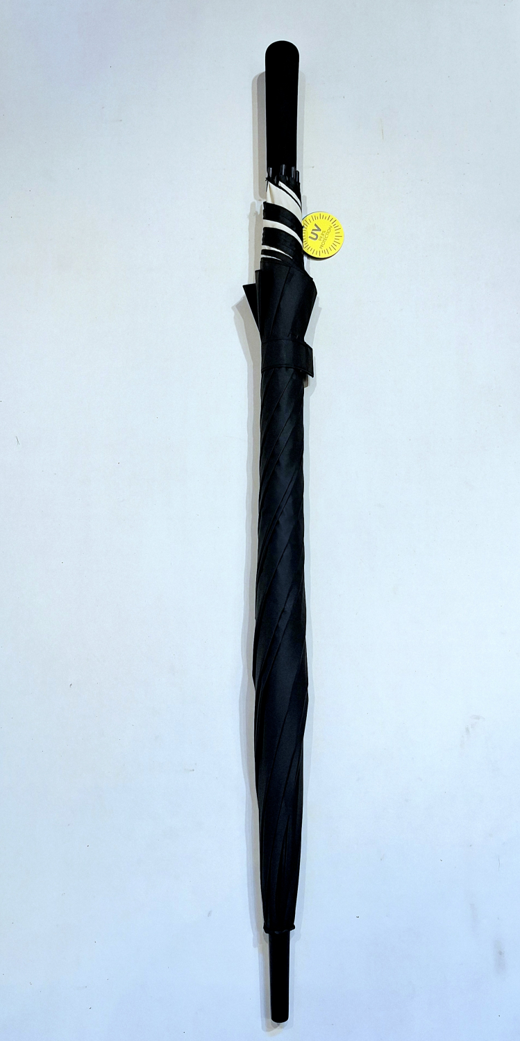Parapluie golf XXL SLIM manuel anti UV 100% uni Noir / Blanc 128 cm diam - Ultra léger 360g