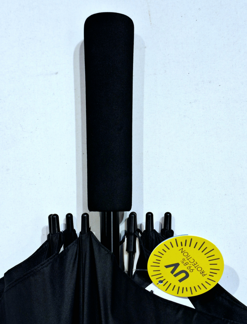 Parapluie golf XXL SLIM manuel anti UV 100% uni Noir / Blanc 128 cm diam - Ultra léger 360g