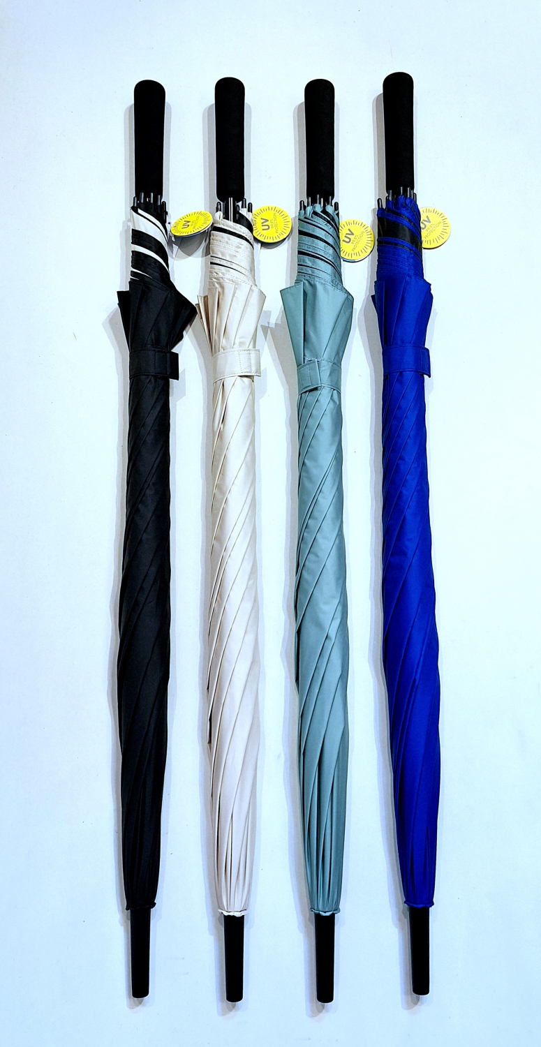 Parapluie golf XXL SLIM manuel anti UV 100% uni Noir / Blanc 128 cm diam - Ultra léger 360g