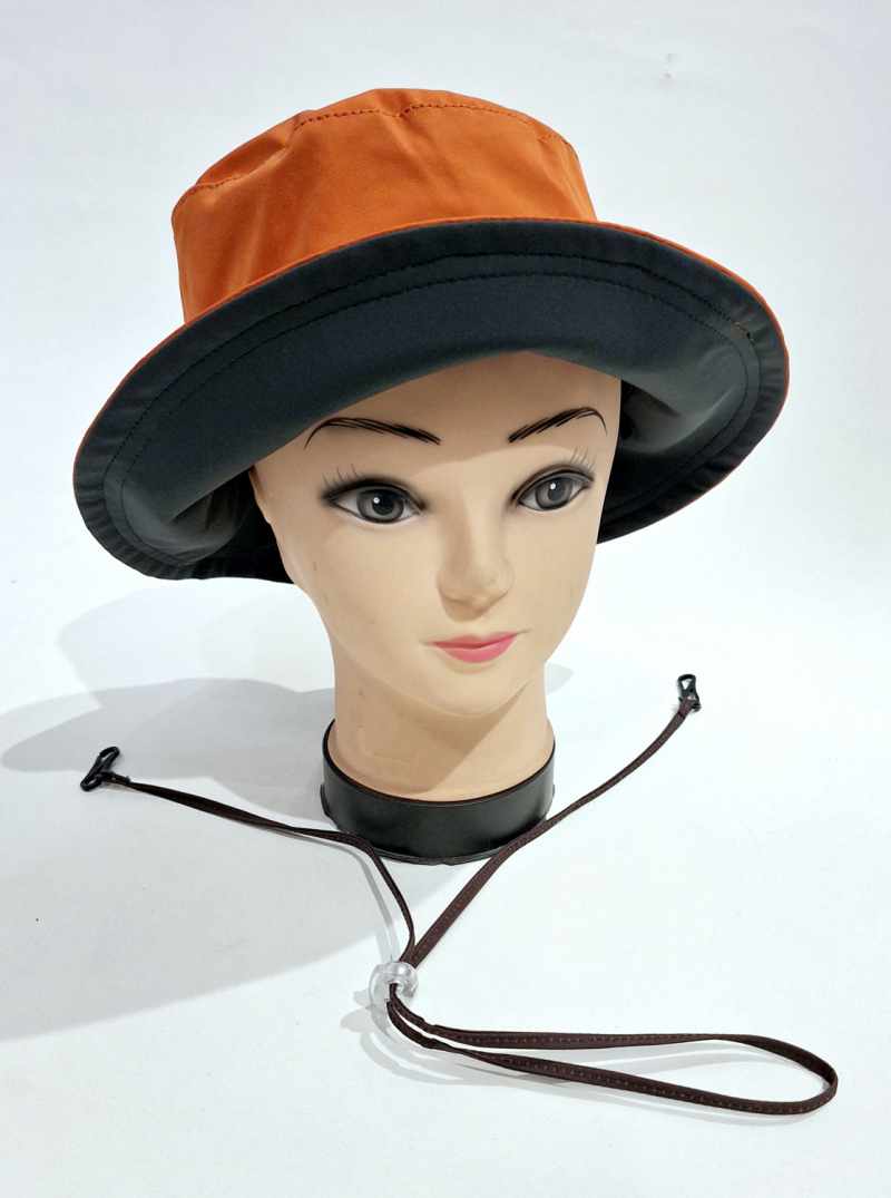 Chapeau de pluie français uni rouille mâte & int kaki - Teliabic - T57 - Cordon ajustable