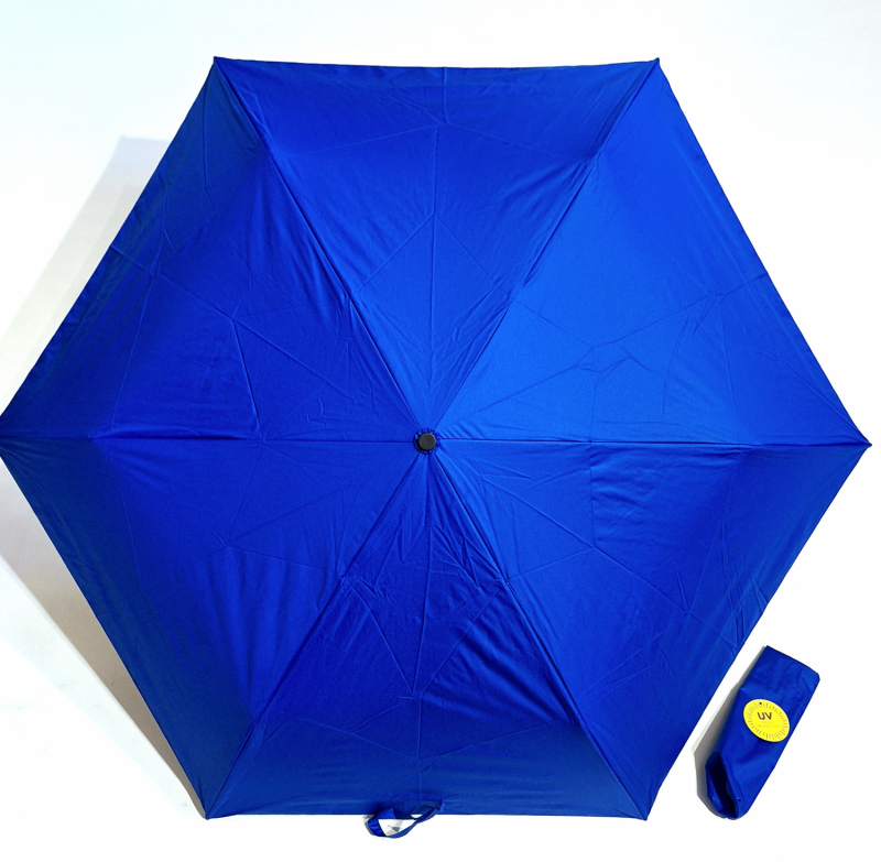 Parapluie mini pliant Anti UV 100% bleu océan / Noir manuel Ultra léger 135g - Doppler pas cher