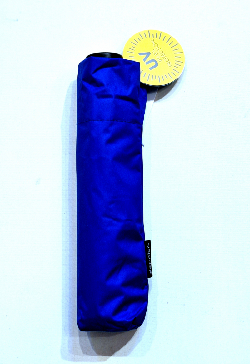 Parapluie mini pliant Anti UV 100% bleu océan / Noir manuel Ultra léger 135g - Doppler pas cher
