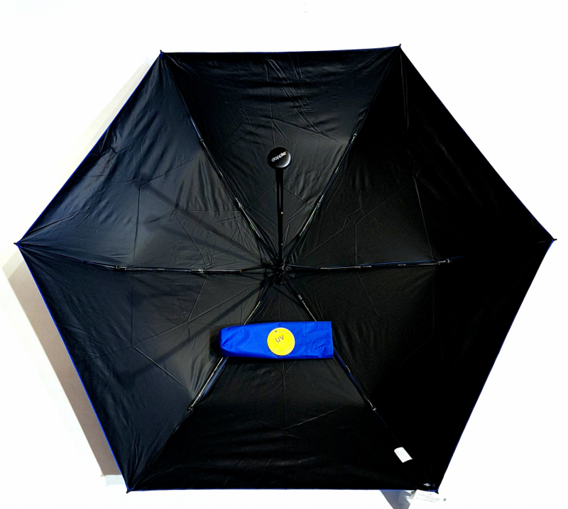Parapluie mini pliant Anti UV 100% bleu océan / Noir manuel Ultra léger 135g - Doppler pas cher