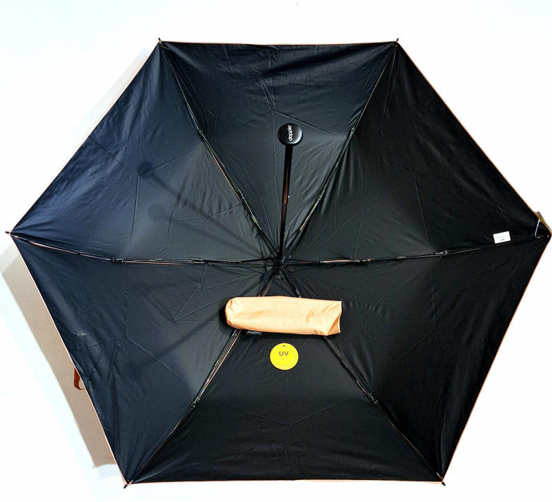 Parapluie mini pliant Anti UV 100% Corail / Noir manuel Ultra léger 135g - Doppler pas cher