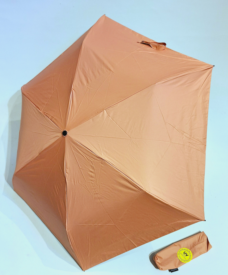 Parapluie mini pliant Anti UV 100% Corail / Noir manuel Ultra léger 135g - Doppler pas cher