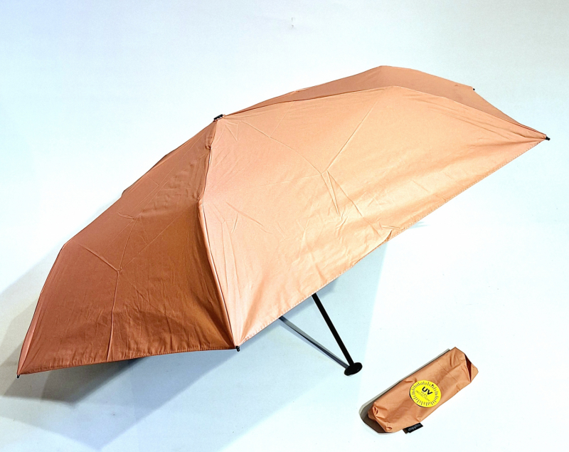 Parapluie mini pliant Anti UV 100% Corail / Noir manuel Ultra léger 135g - Doppler pas cher