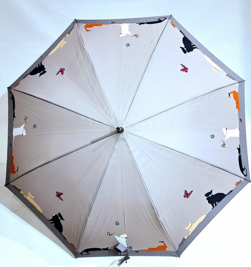 Parapluie grand long CHAT joueur automatique gris Neyrat - léger & résistant