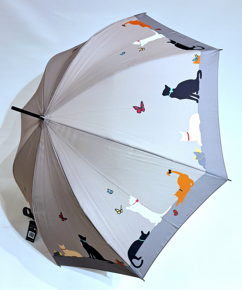 Parapluie grand long CHAT joueur automatique gris Neyrat - léger & résistant
