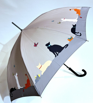 Parapluie grand long CHAT joueur automatique gris Neyrat - léger & résistant