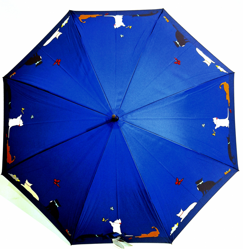 Parapluie long CHAT joueur automatique bleu marine Neyrat - léger & résistant