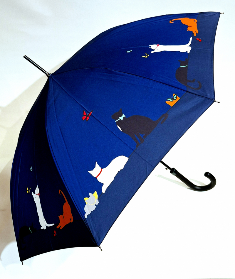 Parapluie long CHAT joueur automatique bleu marine Neyrat - léger & résistant