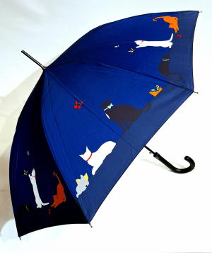 Parapluie long CHAT joueur automatique bleu marine Neyrat - léger & résistant