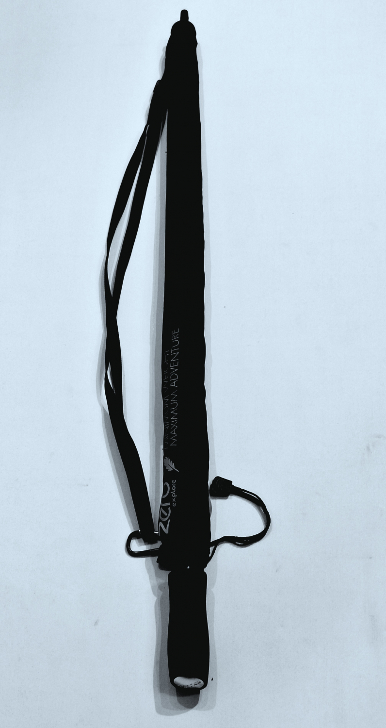 Parapluie PORTABLE en bandoulière long droit manuel uni noir Doppler - Grand 104 cm - Léger 280g & anti vent