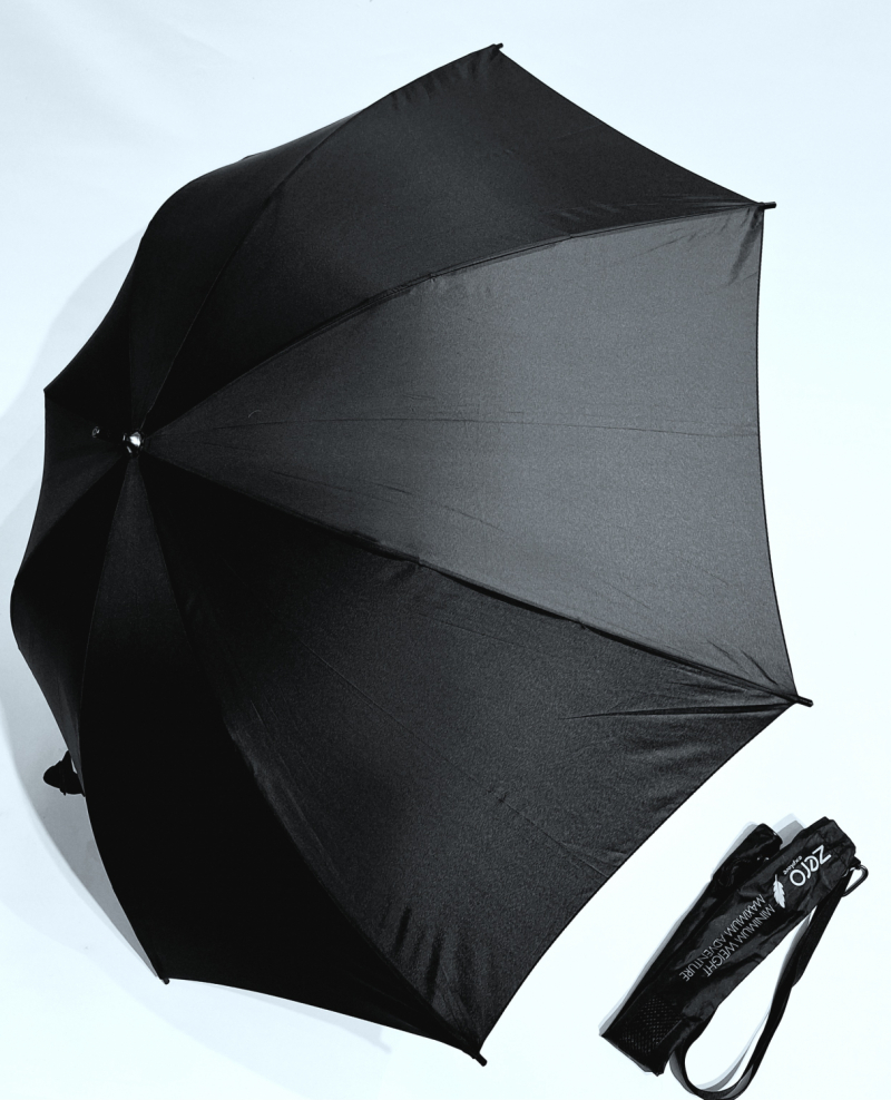 Parapluie PORTABLE en bandoulière long droit manuel uni noir Doppler - Grand 104 cm - Léger 280g & anti vent