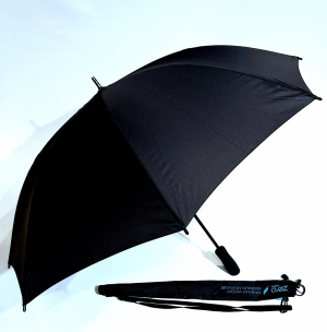 Parapluie PORTABLE en bandoulière long droit manuel uni noir Doppler - Grand 104 cm - Léger 280g & anti vent