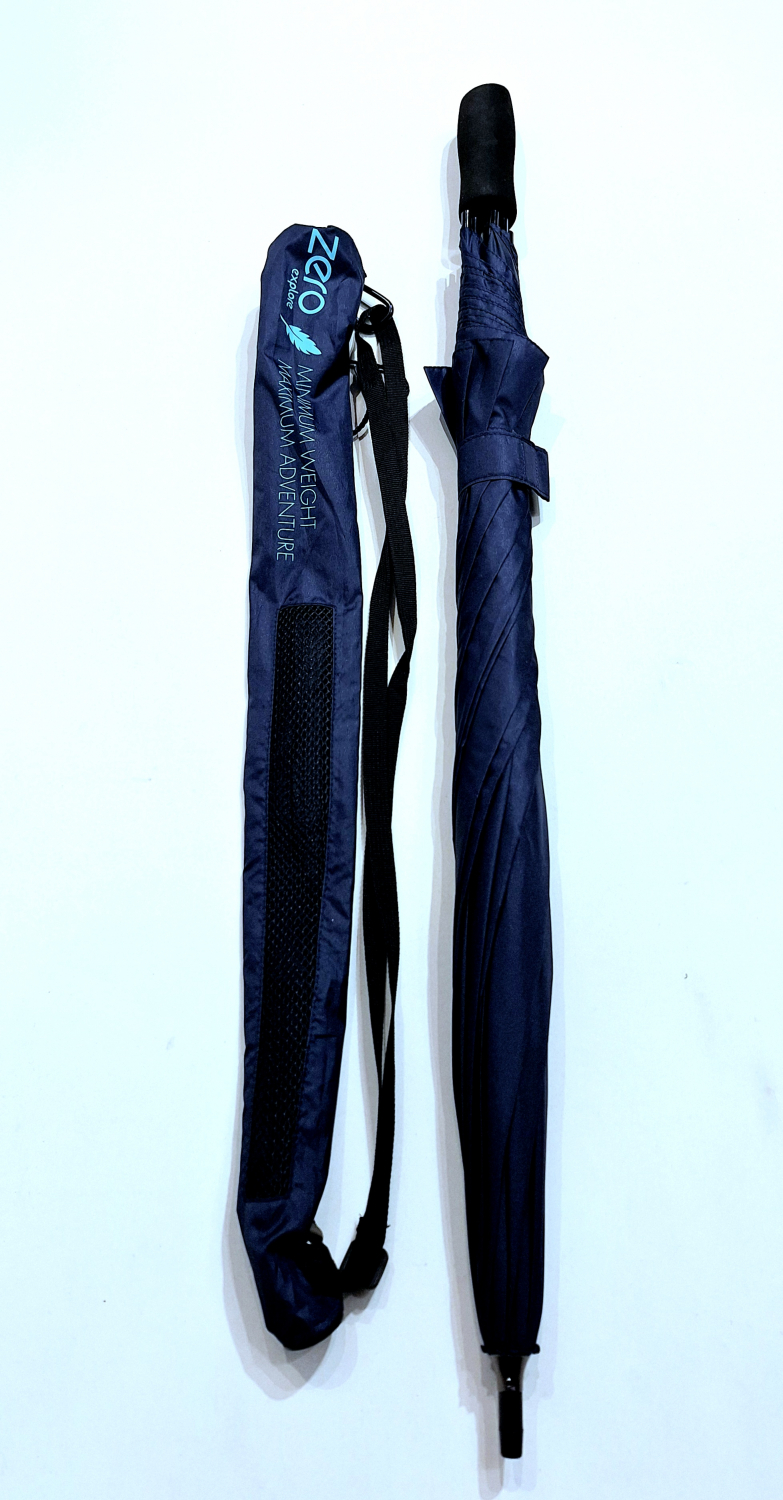 Parapluie portable ZERO bandoulière long droit manuel uni bleu marine Doppler - Grand 104 cm - Léger 280g & anti vent
