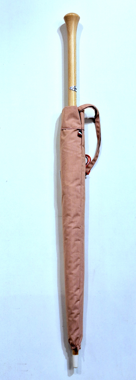 Ombrelle droite en coton rose anti uv 100% poignée cone en bois française - légère et élégante
