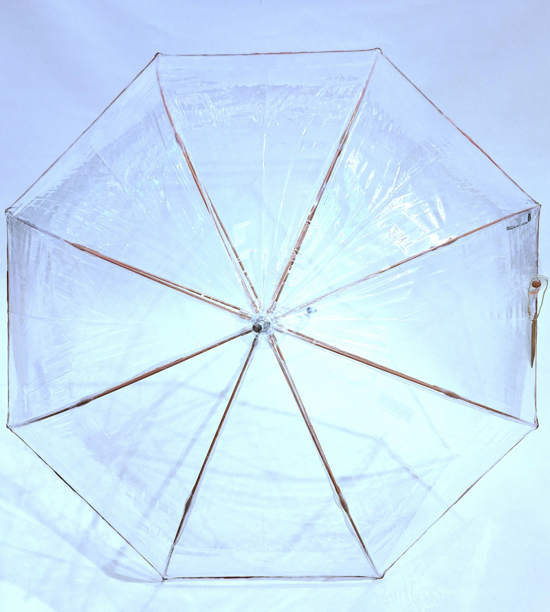 Parapluie long transparent bombé PVC manuel gansé marron grand Ezpeleta - Résistant & ne se retourne pas