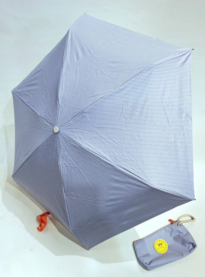 Petite ombrelle anti uv micro imprimé discret vert d'eau - indice de protection UPF50+ à 97.5% - légère + Trousse