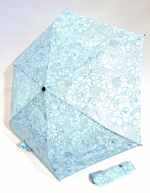 Parapluie Doppler PLUME mini Fiber Havanna imprimé fleurs bleu - Ultra léger env 100g & Pas cher