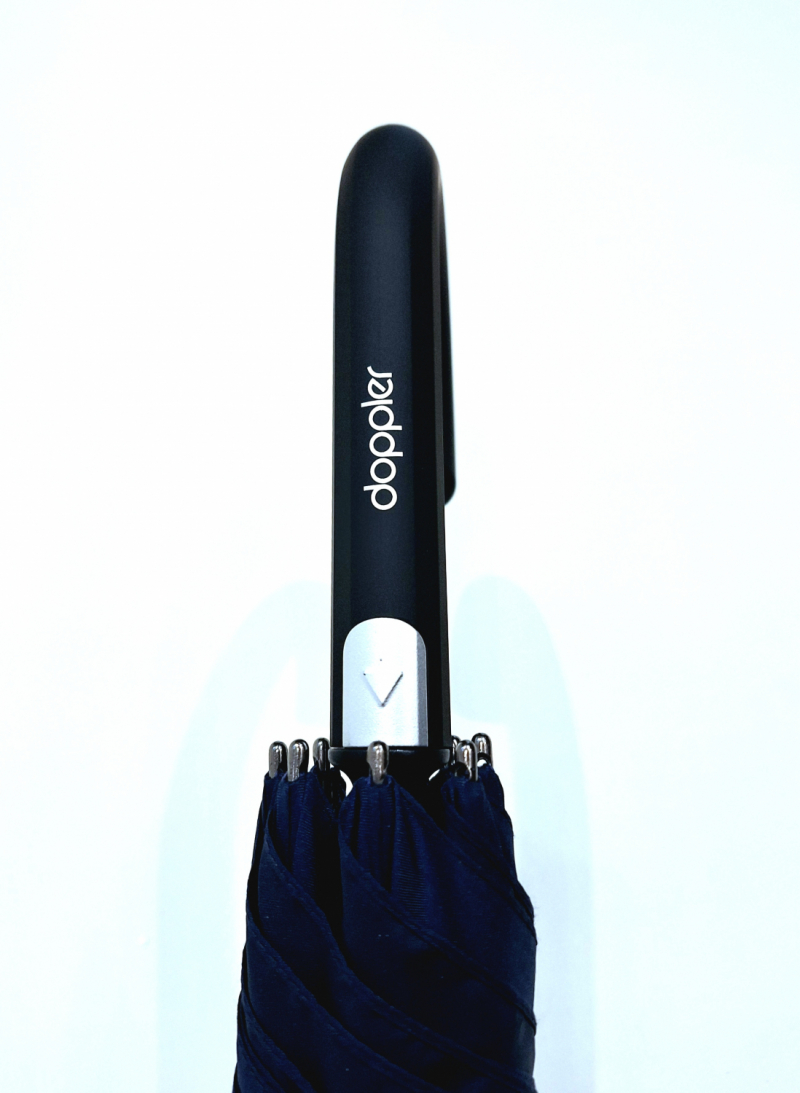 Parapluie tempête Doppler long automatique Bleu Navy pgn noire - Solide & Grand - Robuste 120km/h