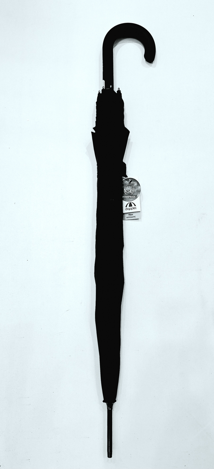 Parapluie SUPER STRONG Doppler long automatique Pure Noir pgn noire - Solide & Grand - Robuste 120km/h