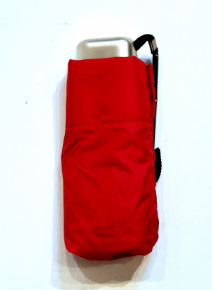 Parapluie de poche micro plat rouge Vaux français - Petit 16cm - Léger manuel & 7 brches résistant - Top qualité