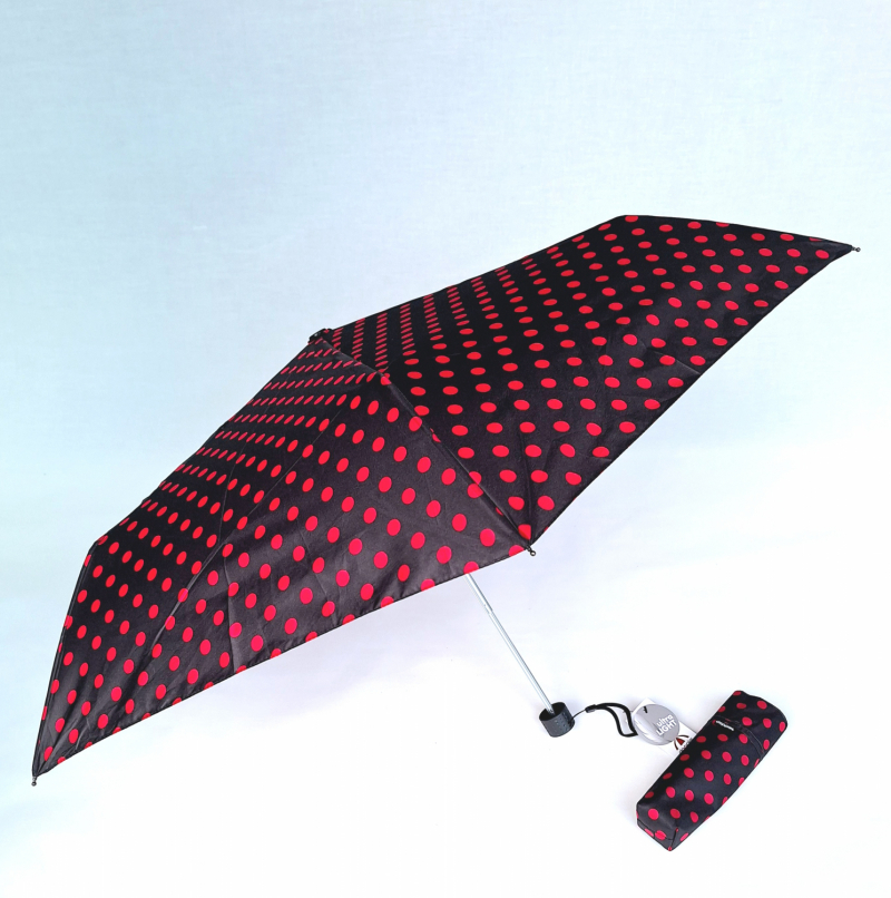 Parapluie mini pliant Super léger manuel noir imprimé pois rose Doppler - Solide 