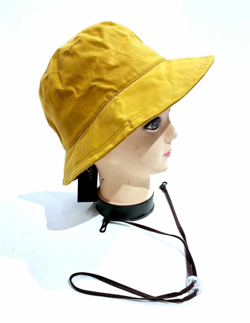 Chapeau de pluie français uni moutarde tissu mâte - Telia - T57 - cordon ajustable