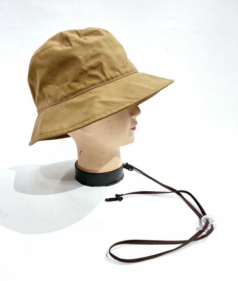Chapeau de pluie Bob français uni caramel /noisette tissu mâte - MTM Taffta - T59 - Cordon ajustable