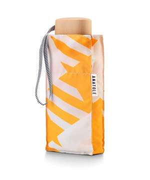 Parapluie Anatole mini plat de poche imprimé écossais oversize - jaune & blanc - VICTORIA - Léger 220g & solide 7 br TOP