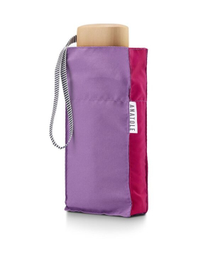 Mini parapluie Anatole pliant plat de poche bicolore Bleu & Fuchsia - Jacqueline - Léger 220g & solide 