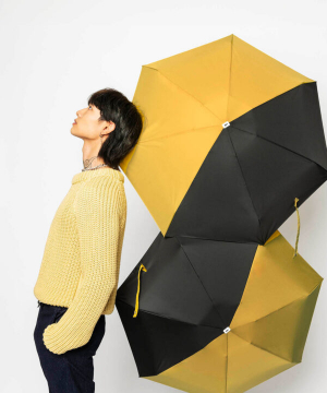 Mini parapluie Anatole pliant plat de poche bicolore Noir & Jaune - Verlaine - Léger 220g & solide 