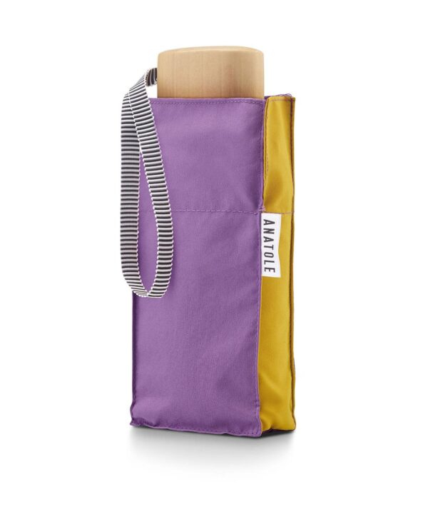 Mini parapluie Anatole pliant plat de poche bicolore Violet & Jaune - Lili - Léger 220g & solide 