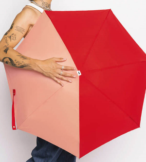 Mini parapluie Anatole pliant plat de poche bicolore Rouge & Beige - Edmnd - Léger 220g & solide 