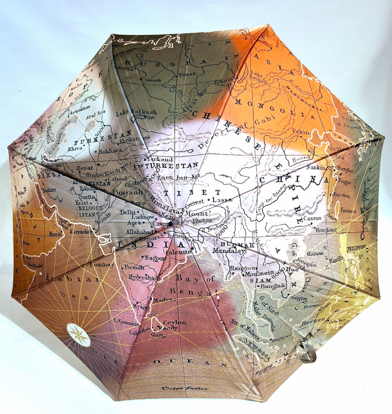 Parapluie grand manuel femme imprimé Mappemonde  Aurillac - léger & résistant