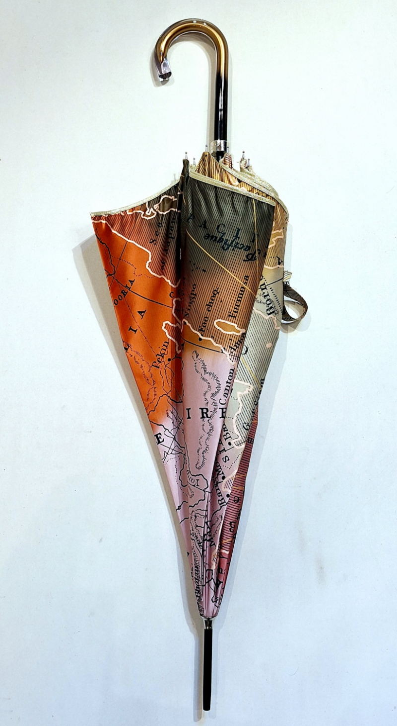 Parapluie grand manuel femme imprimé Mappemonde  Aurillac - léger & résistant