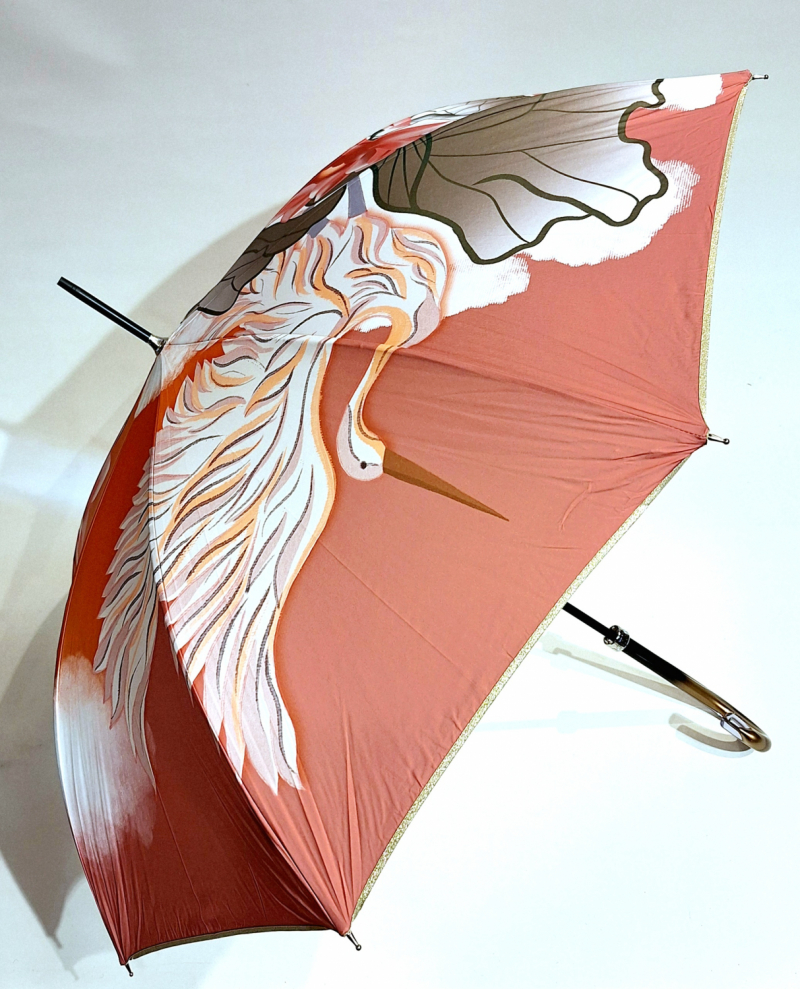 Parapluie grand manuel femme imprimé fleurs et cygne  Aurillac - léger & résistant