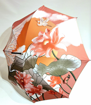 Parapluie grand manuel femme imprimé fleurs et cygne  Aurillac - léger & résistant