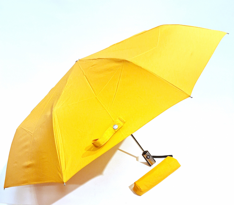 Parapluie français mini pliant automatique open close uni orange Vaux - Grand & résistant