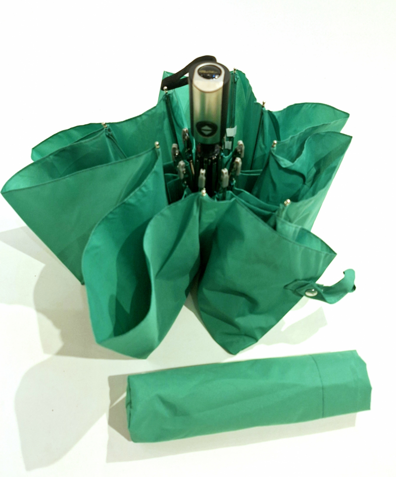 Parapluie français mini pliant automatique open close uni Vert Vaux - Grand & résistant