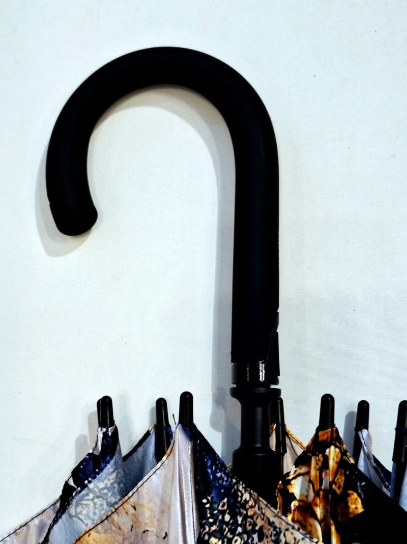 Parapluie Doppler élégant long automatique bleu & jaune imprimé floral - Qualité & résistant 