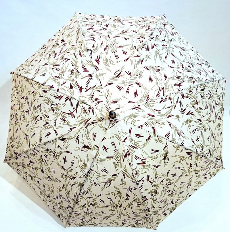 Parapluie Doppler long en bois automatique beige & vert imprimé Nature poignée claire - Qualité & résistant 