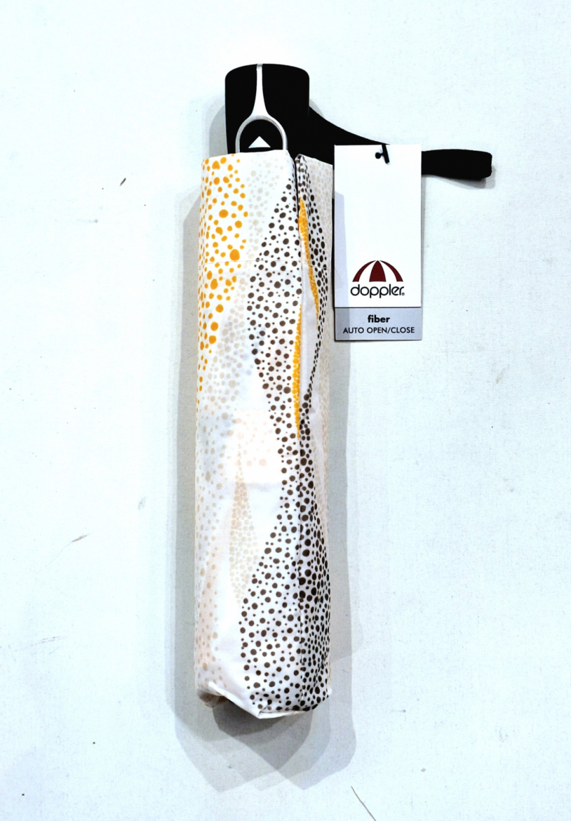 Parapluie pliant mini automatique ouvré fermé blanc jaune graphique lumineux Doppler- Léger & solide