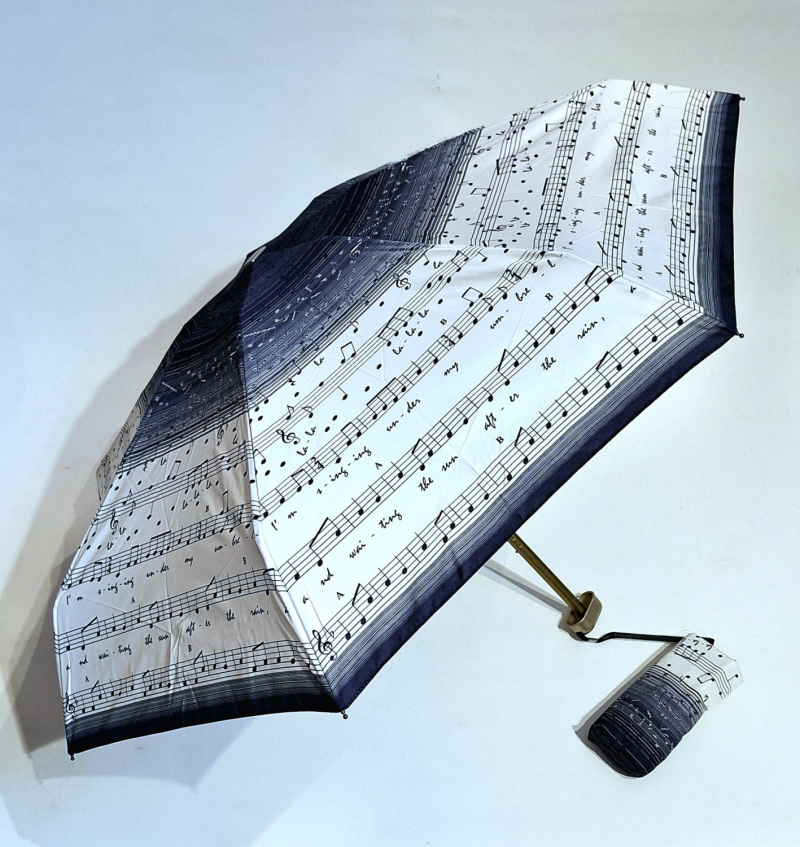 Parapluie de poche micro plat musique Vaux français - Petit 16cm - Léger manuel & 7 brches résistant - Top qualité