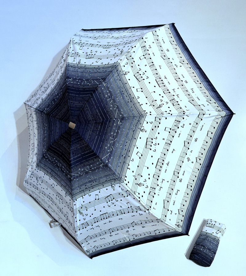 Parapluie de poche micro plat musique Vaux français - Petit 16cm - Léger manuel & 7 brches résistant - Top qualité