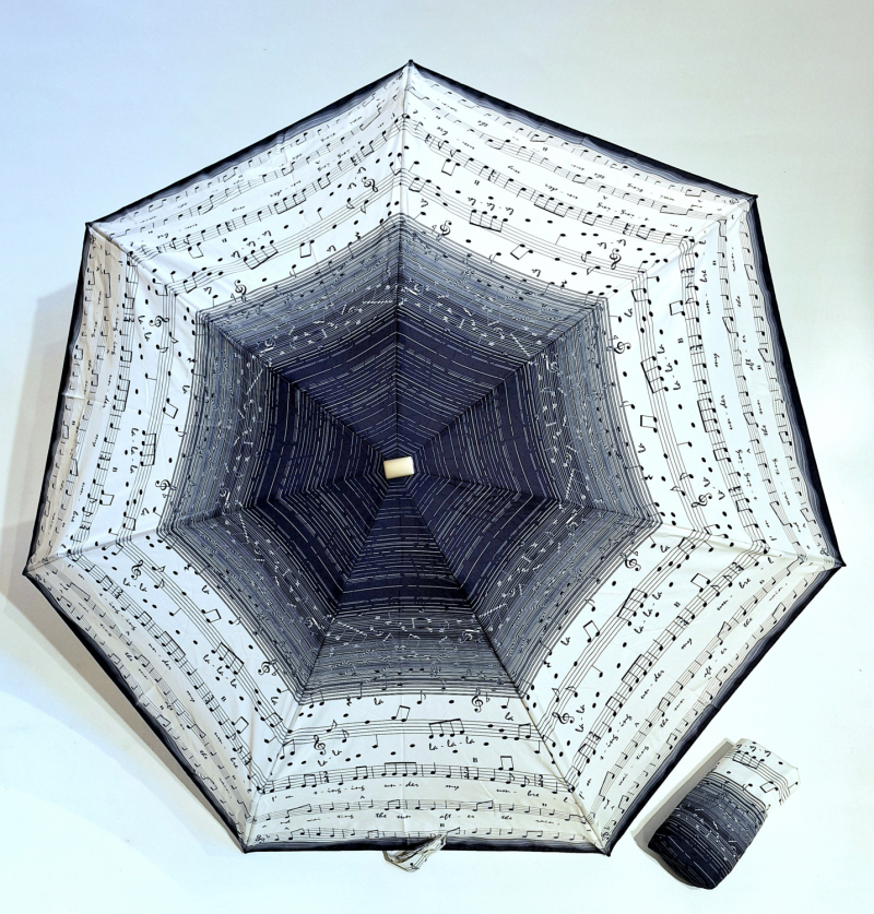 Parapluie de poche micro plat musique Vaux français - Petit 16cm - Léger manuel & 7 brches résistant - Top qualité