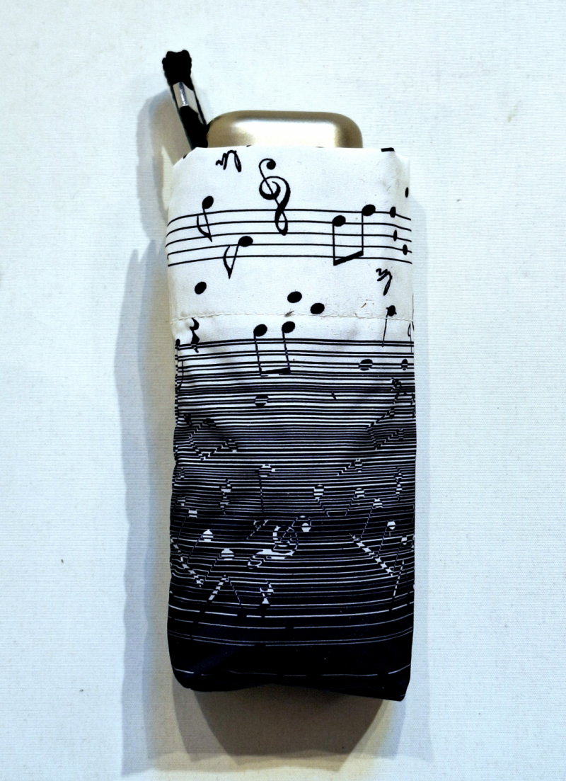 Parapluie de poche micro plat musique Vaux français - Petit 16cm - Léger manuel & 7 brches résistant - Top qualité