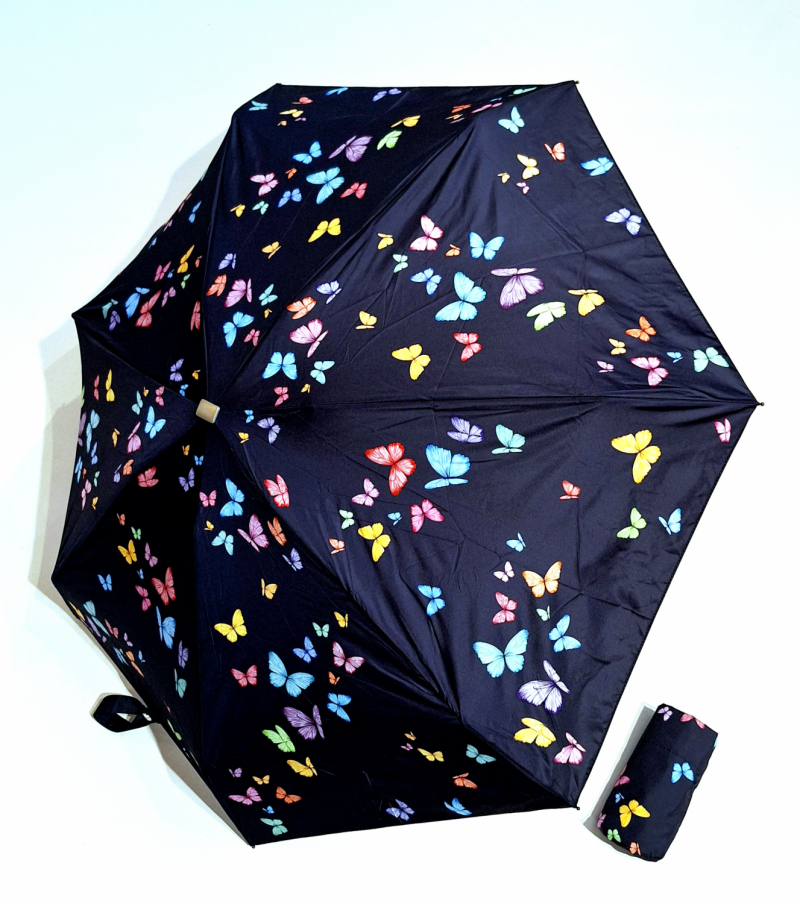Parapluie de poche micro plat papillon coloré Vaux français - Petit 16cm - Léger manuel & 7 brches résistant - Top qualité