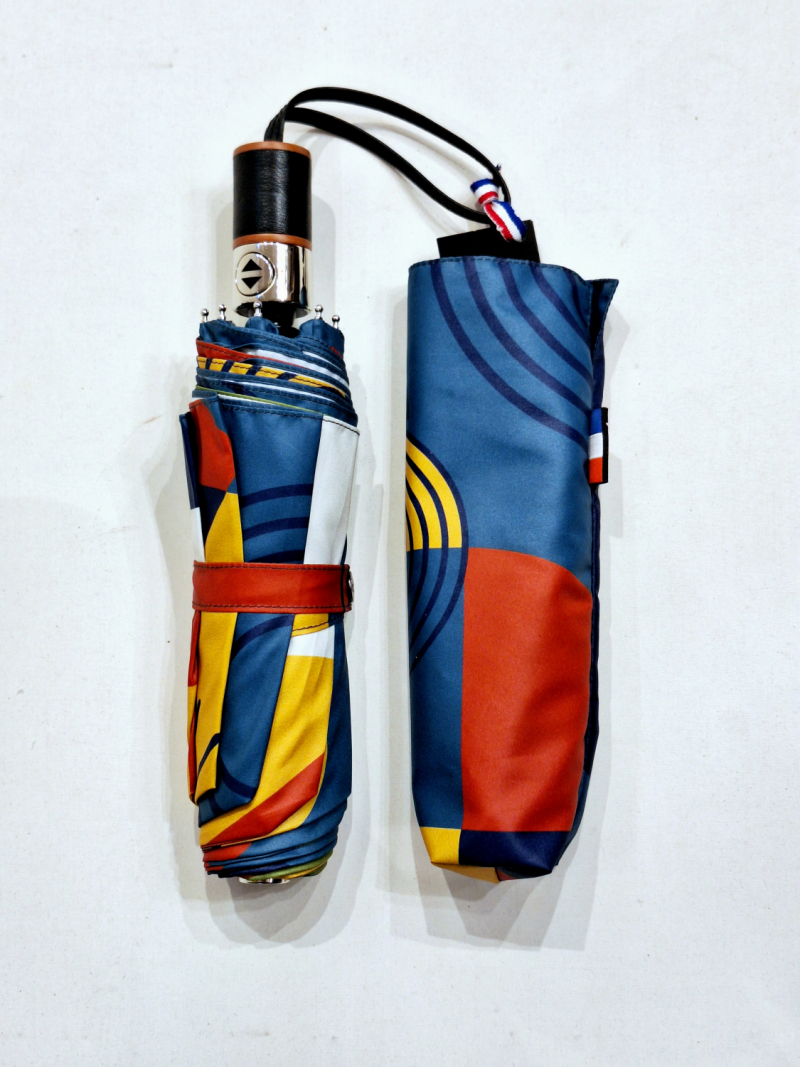 Parapluie pliant automatique ouvré fermé bleu imprimé art graphine 70 Neyrat - Chat noir - Français - léger & résistant